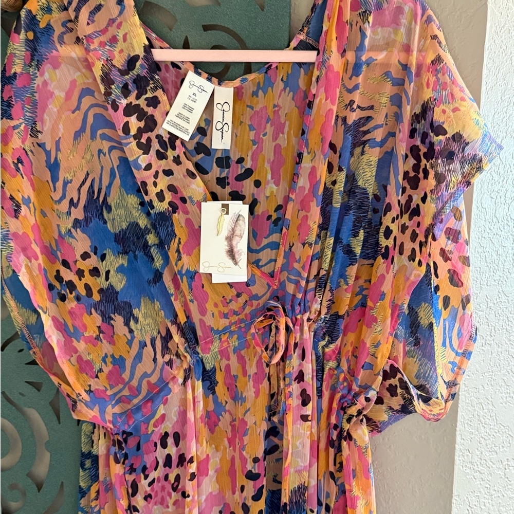 Jessica Simpson Multicolor Abstract Swim Cover up